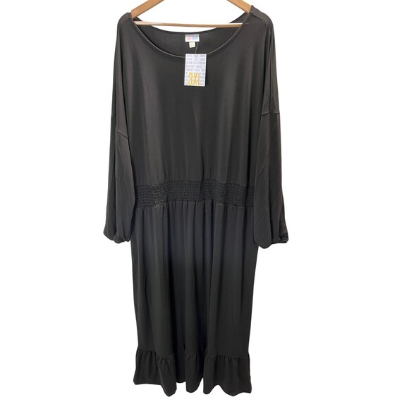 LuLaRoe Dress women's Size 3XL Brown Evelyn Maxi Long Sleeve Round Neck - Picture 1 of 7